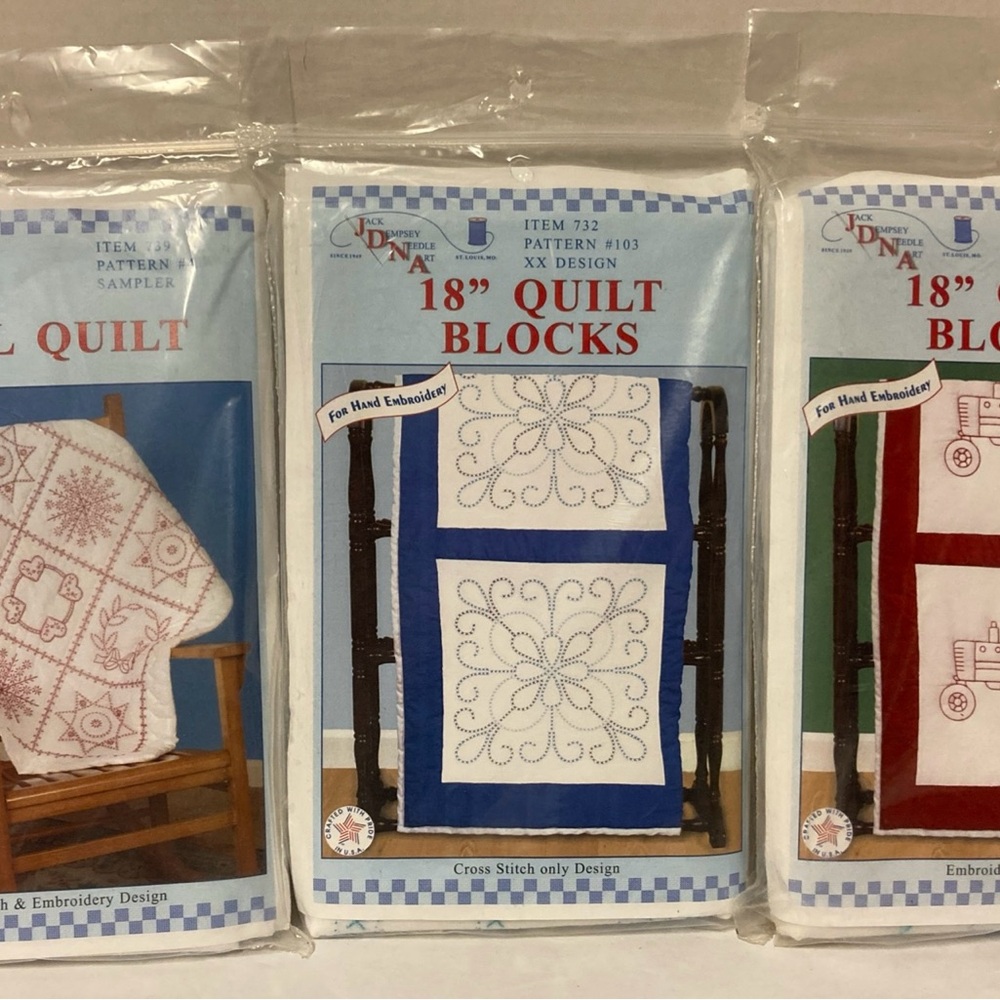 Jack Dempsey Needle Art Lot Of 3 New Quilt Blocks Sampler XX Old Tractor